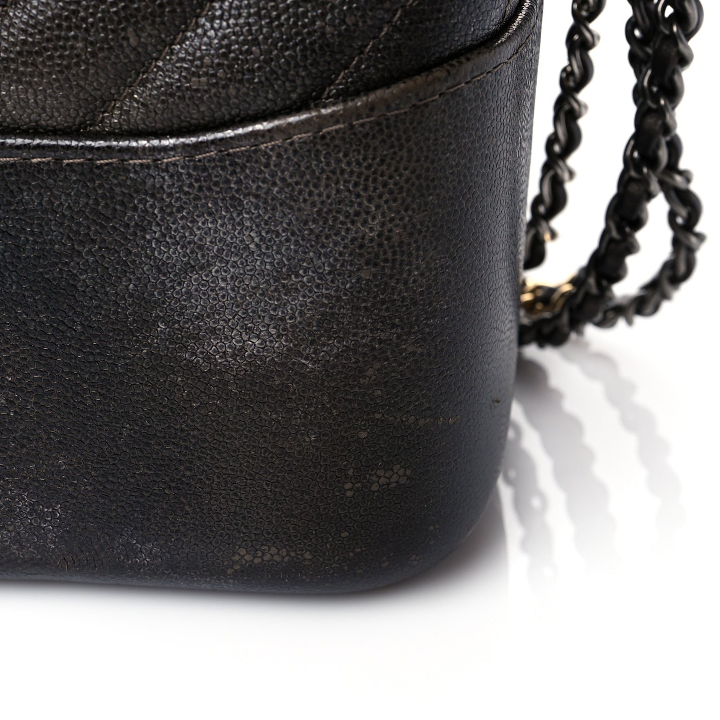 Metallic Caviar Chevron Quilted Medium Gabrielle Hobo Dark Silver Gold