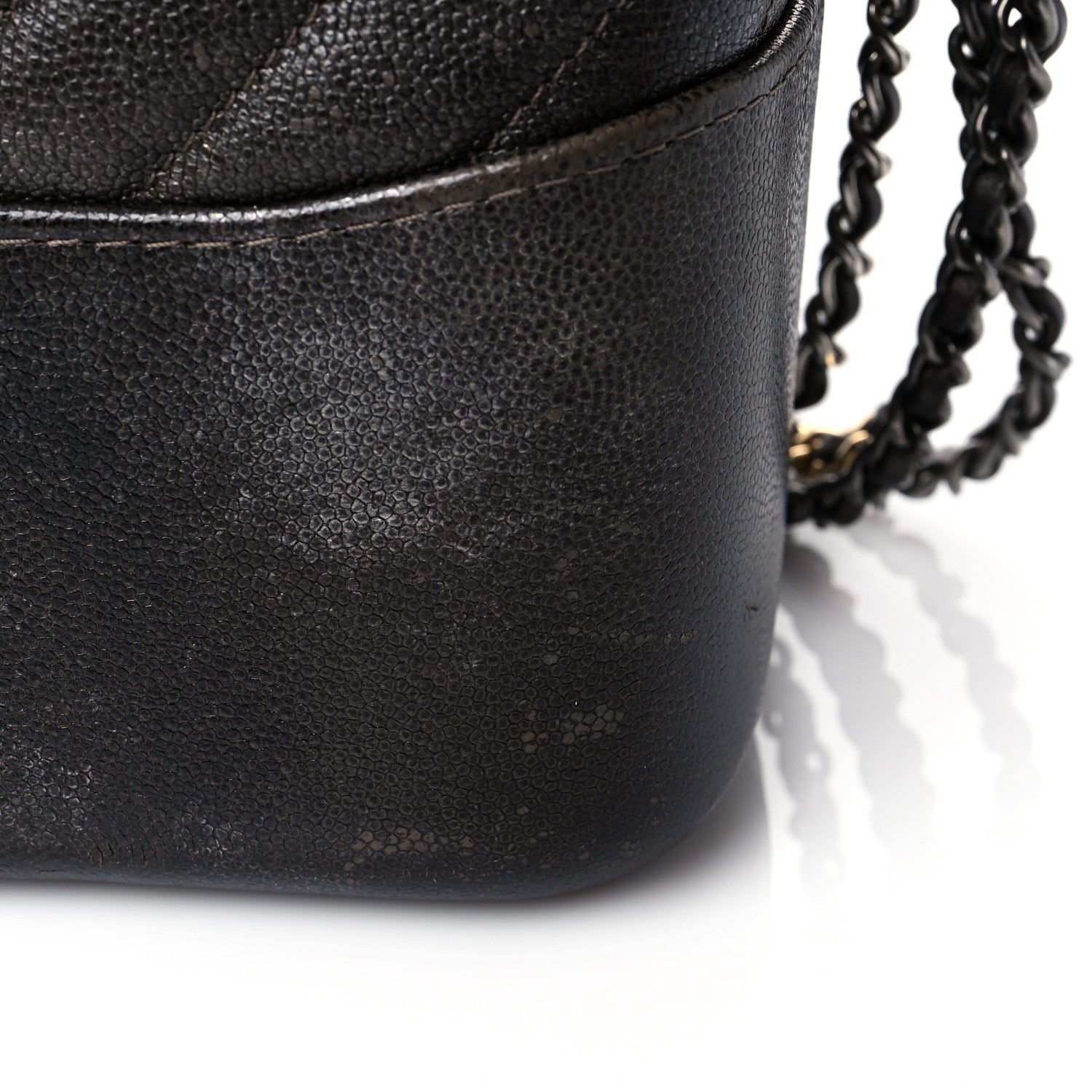 Chanel Metallic Caviar Chevron Quilted Medium Gabrielle Hobo Dark Silver Gold 14 of 16