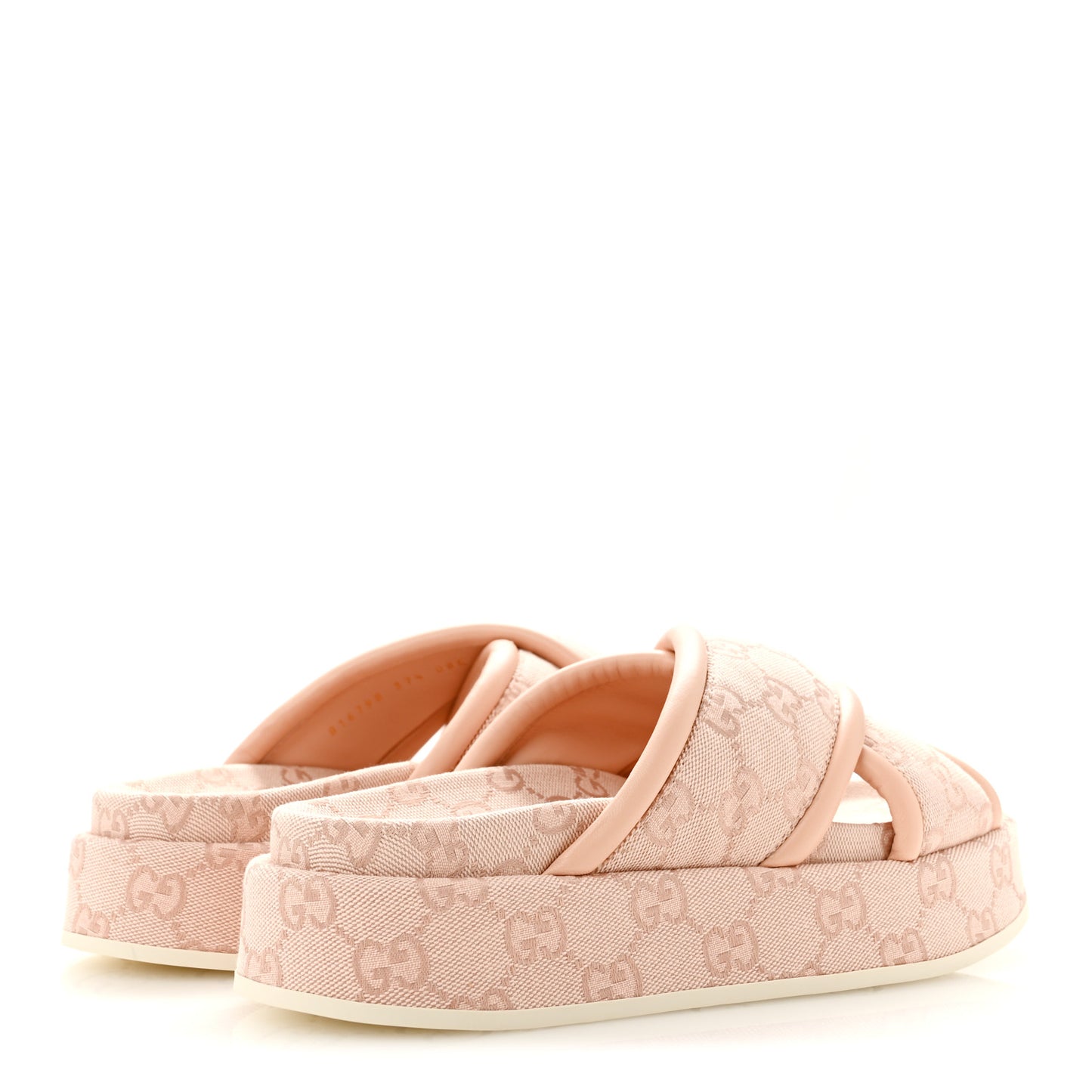 Monogram GG Calfskin Angelina Platform 55mm Slide Sandals 37.5 Rose Dust