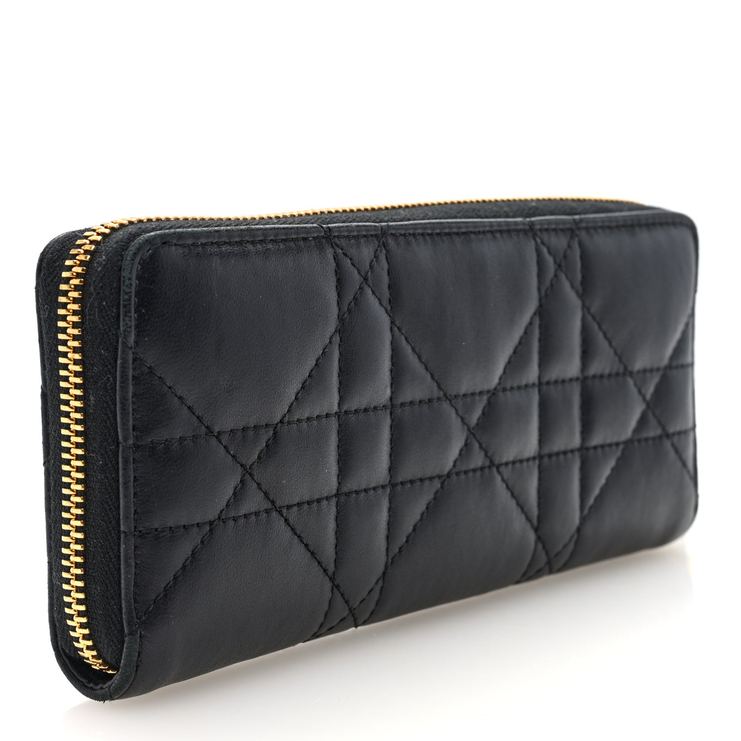 Lambskin Macrocannage Miss Caro Voyageur Slim Wallet Black