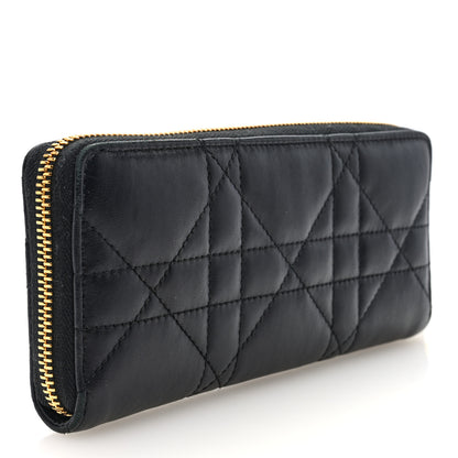 Christian Dior Lambskin Macrocannage Miss Caro Voyageur Slim Wallet Black 3 of 7