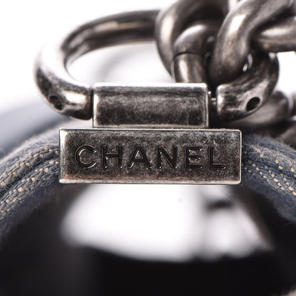 Chanel Denim Chevron Quilted Medium Boy Flap Blue 8 of 11