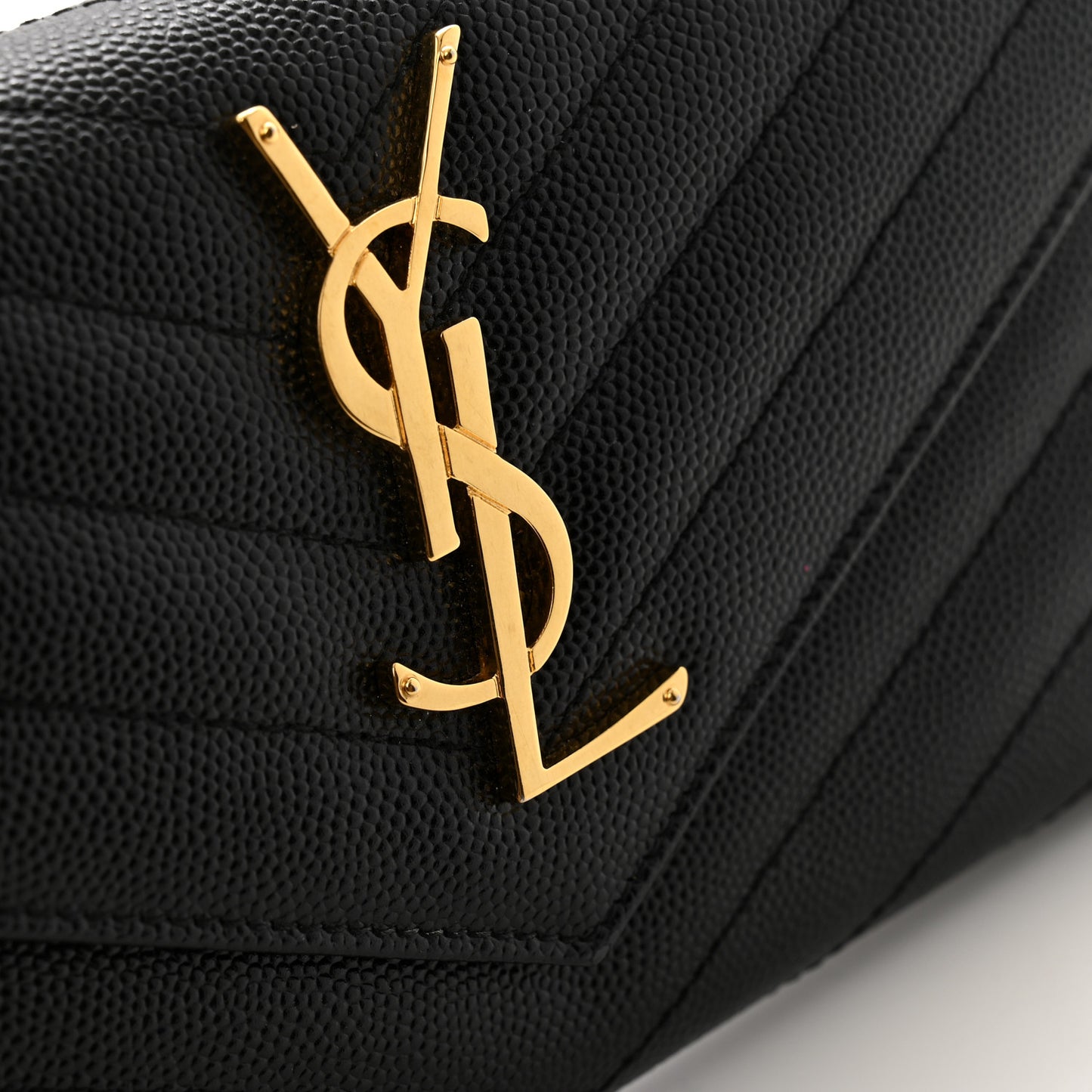 Grain De Poudre Matelasse Chevron Monogram Flap Wallet Black