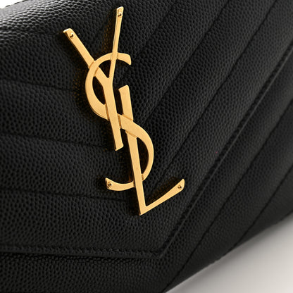 Saint Laurent Grain De Poudre Matelasse Chevron Monogram Flap Wallet Black 9 of 9