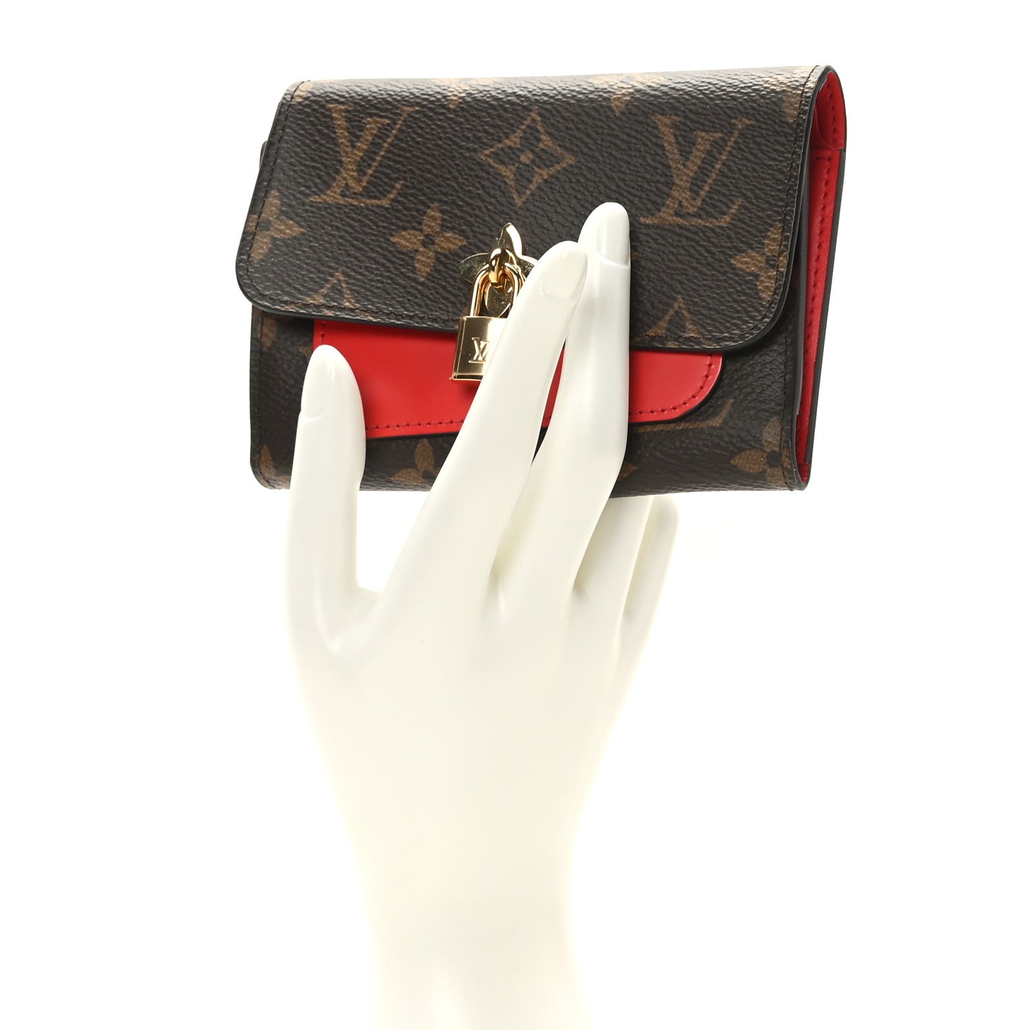 Louis Vuitton Monogram Flower Lock Compact Wallet Coquelicot 2 of 7