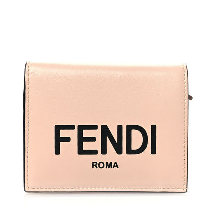 Fendi Vitello Fluffy Logo Medium Wallet Rosa Quarzo Black 1 of 7