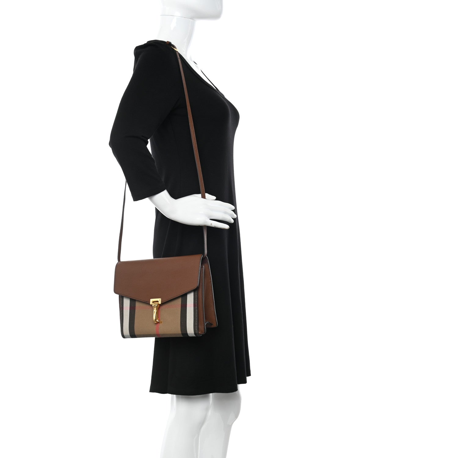 Burberry Derby Calfskin House Check Small Macken Crossbody Bag Tan 2 of 15