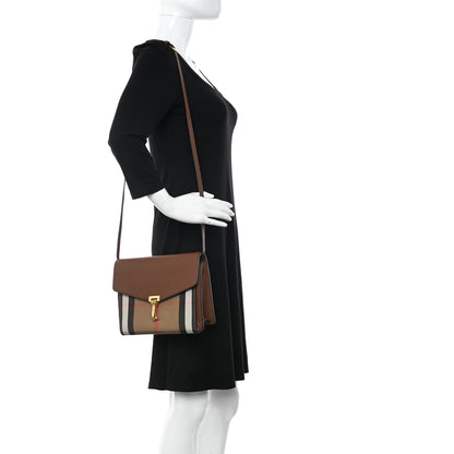 Burberry Derby Calfskin House Check Small Macken Crossbody Bag Tan 2 of 15