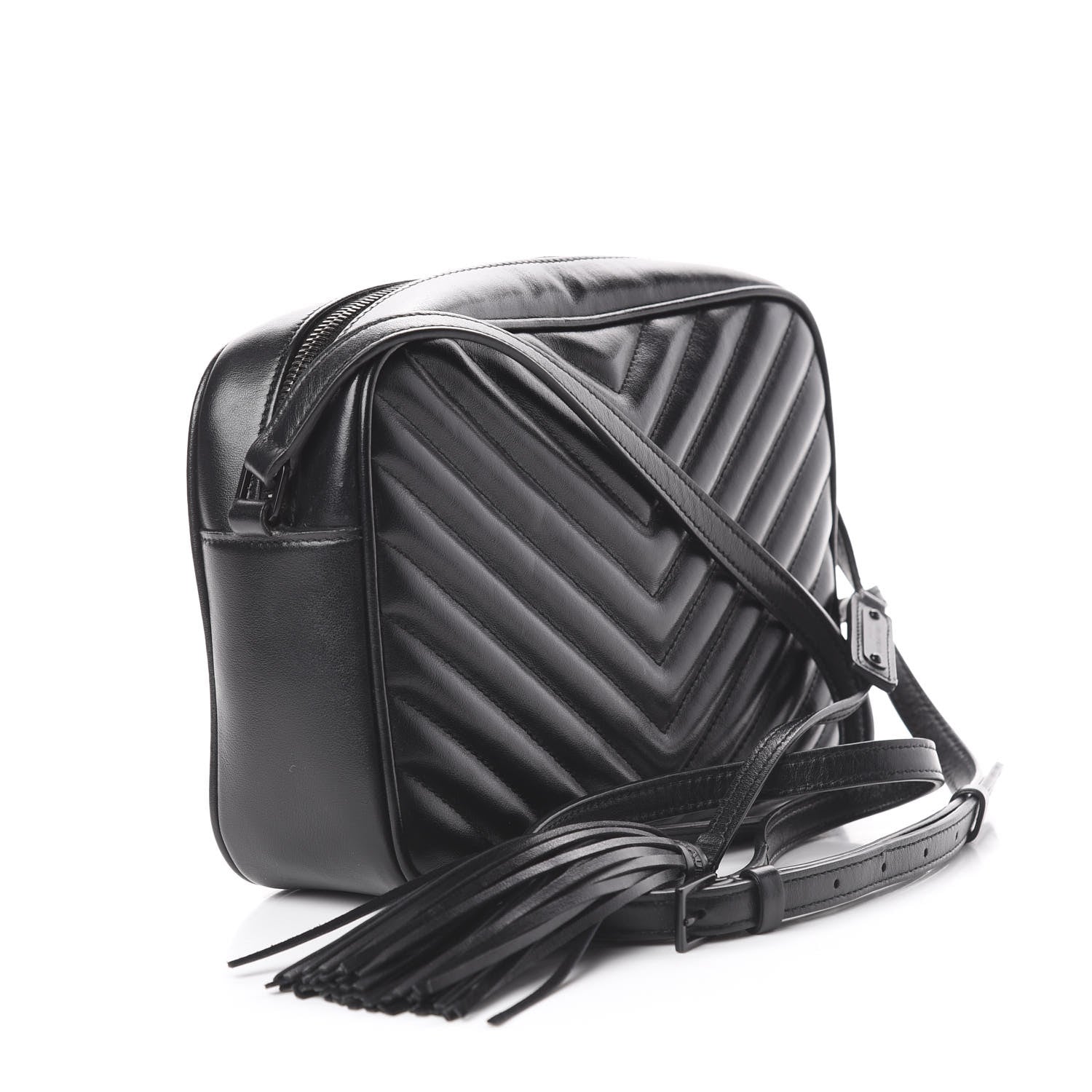 Saint Laurent Calfskin Matelasse Monogram Lou Camera Bag Black 2 of 14