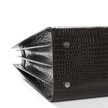 Saint Laurent Calfskin Crocodile Embossed Small Sac De Jour Brown 8 of 10