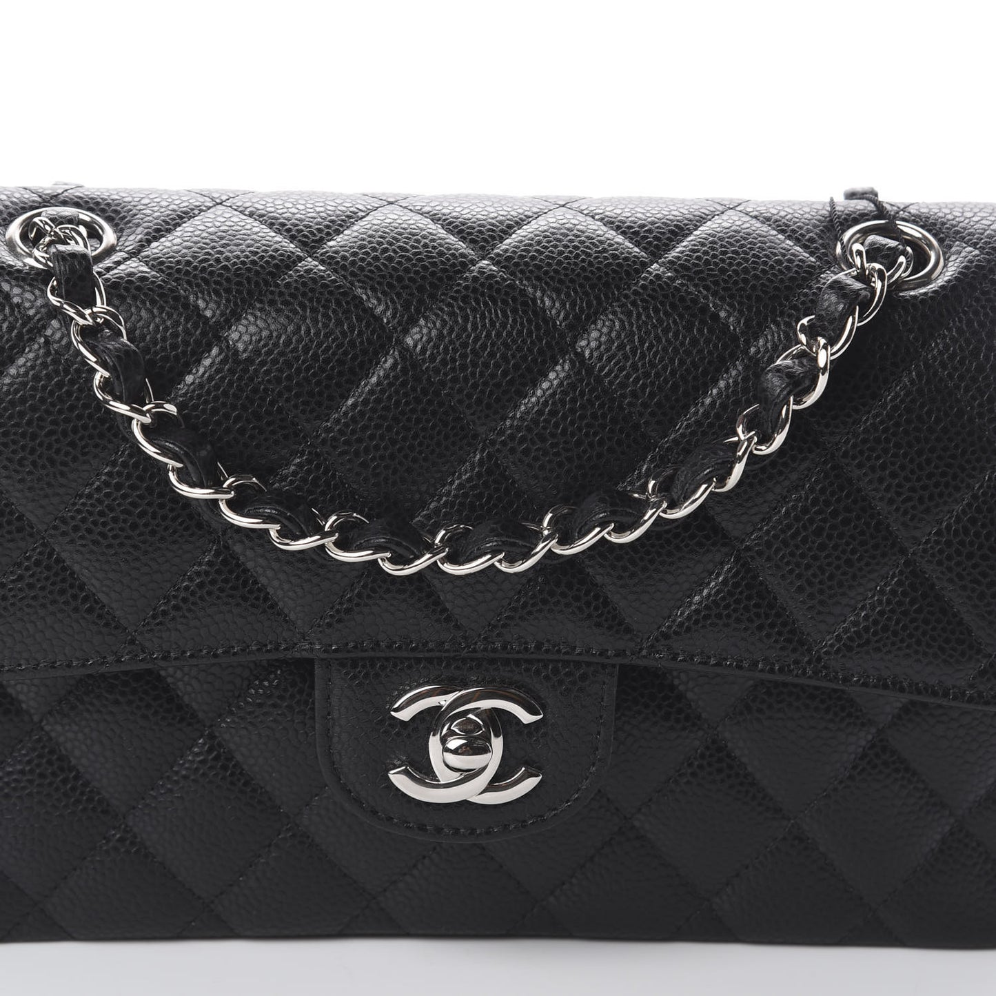 Caviar Quilted Small Double Flap Black