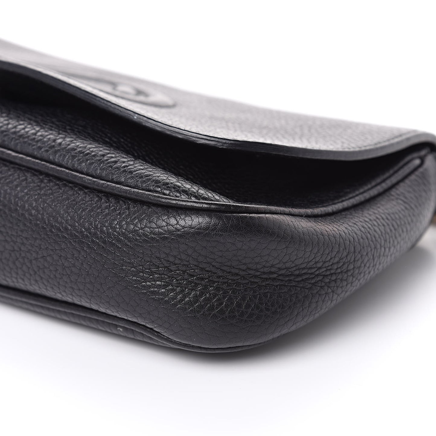 Pebbled Calfskin Medium Soho Flap Crossbody Black