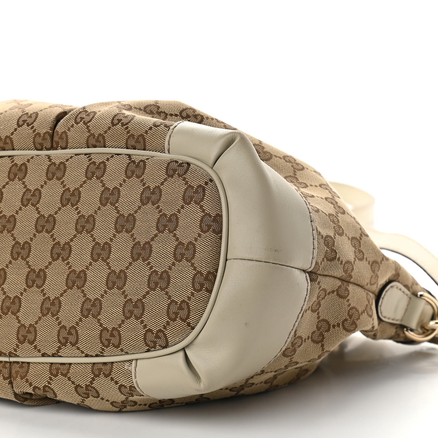 Monogram Margaux Calfskin Medium Sukey Top Handle Bag Beige Ebony Mystic White