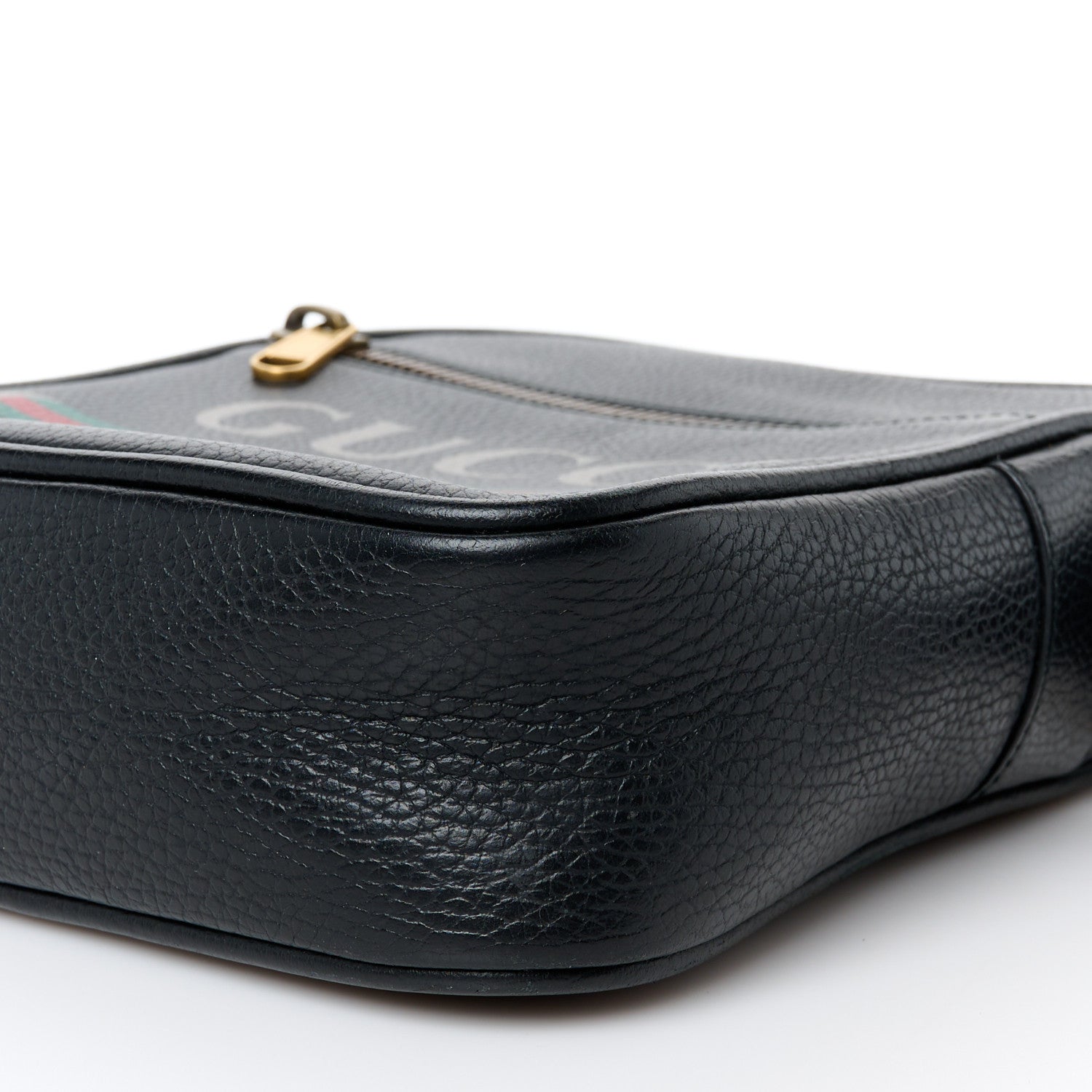 Gucci Grained Calfskin Logo Messenger Bag Black 11 of 12