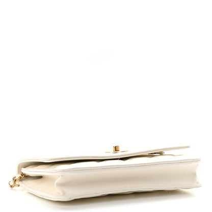 Chanel Lambskin Quilted CC Pearl Crush Wallet on Chain WOC White 4 of 12