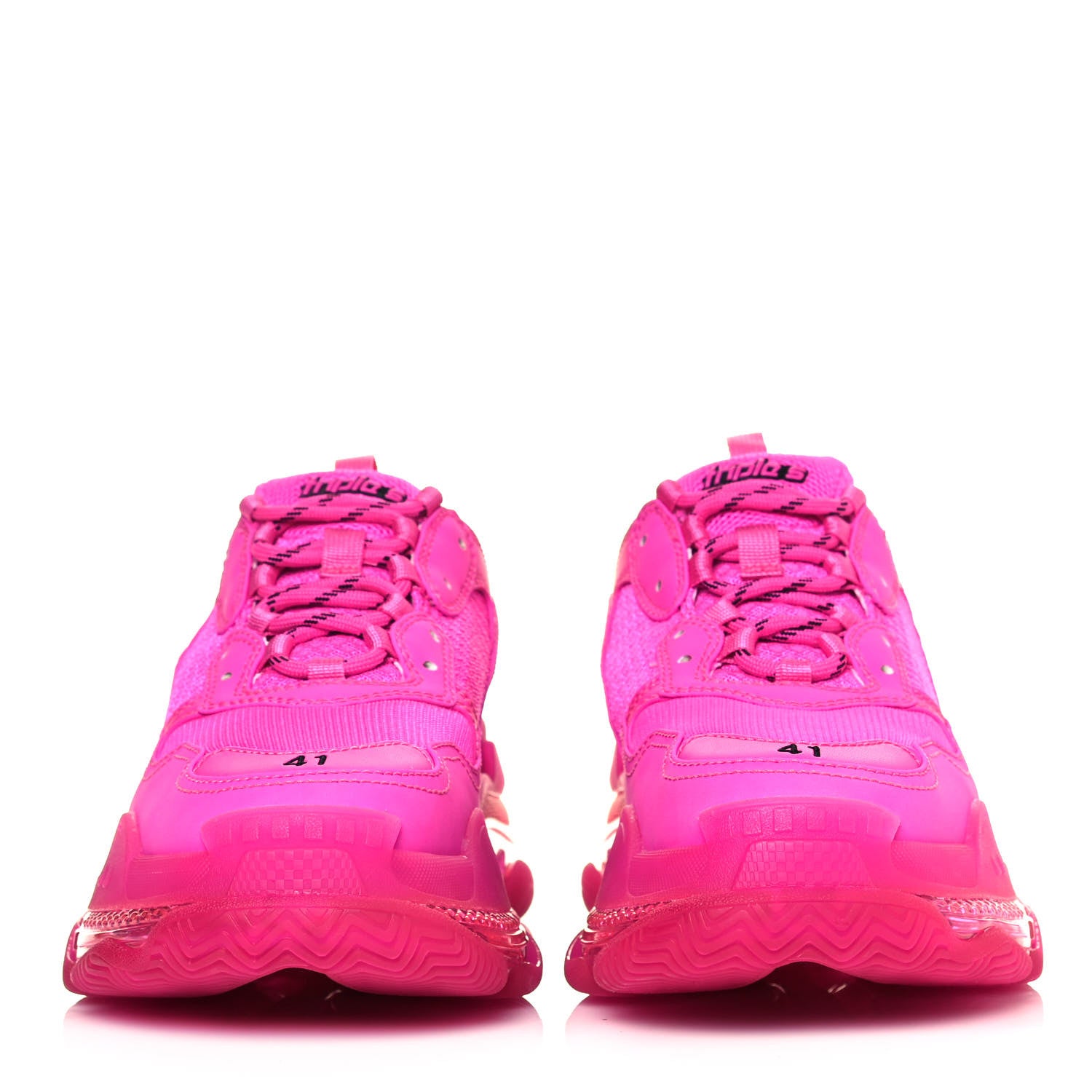 Balenciaga Fabric Mesh Clear Sole Fluo Mens Triple S Sneakers 41 Pink 2 of 10