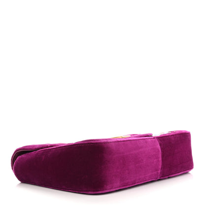 Gucci Velvet Matelasse Loved Embroidered Medium GG Marmont Shoulder Bag Fuchsia Violet Cyclamen 4 of 11