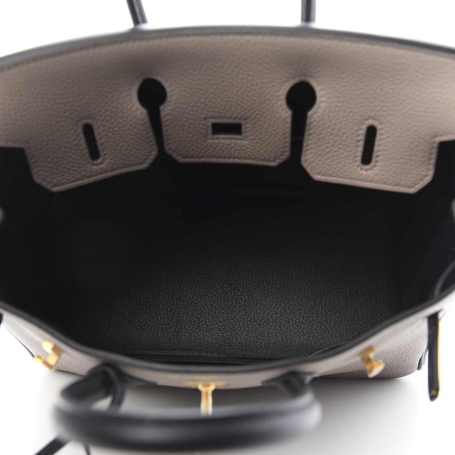 Togo Horseshoe Birkin 25 Gris Asphalt Black