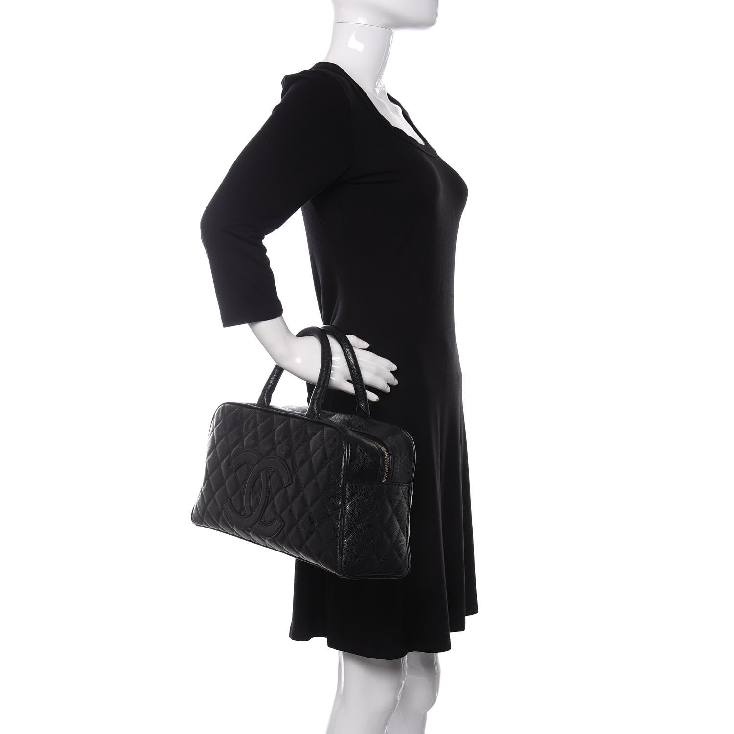 Chanel Caviar Quilted Large Bowler Black 2 of 13
