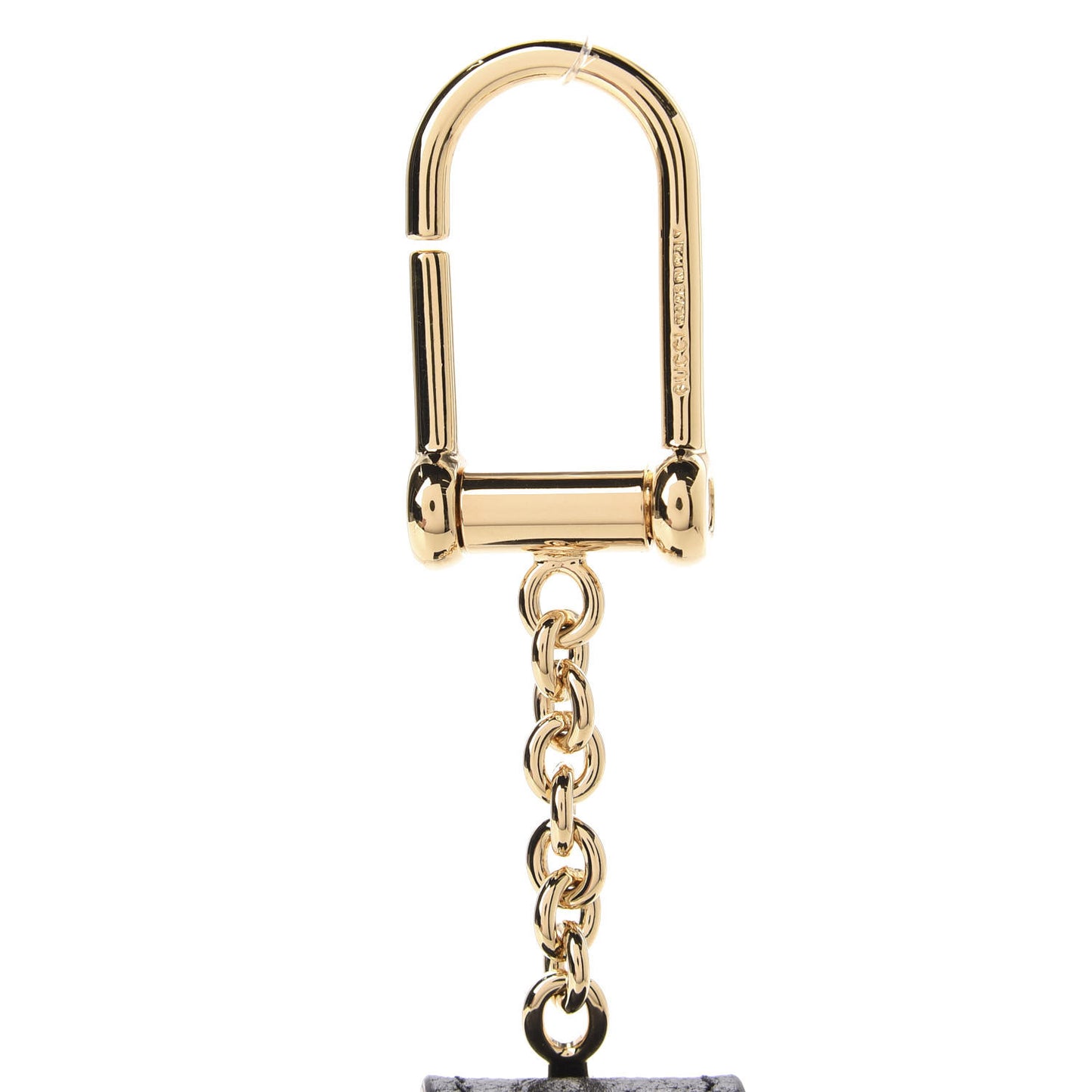 Textured Calfskin Enamel Single Porte Rouges Keychain Black