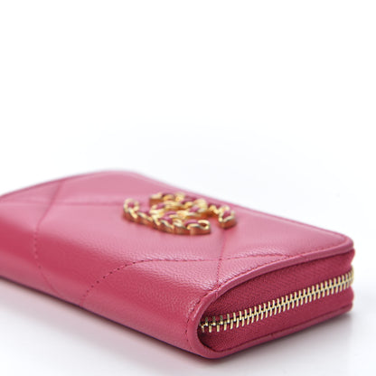 Chanel Goatskin Quilted 19 Zip Around Coin Purse Wallet Dark Pink 6 of 9