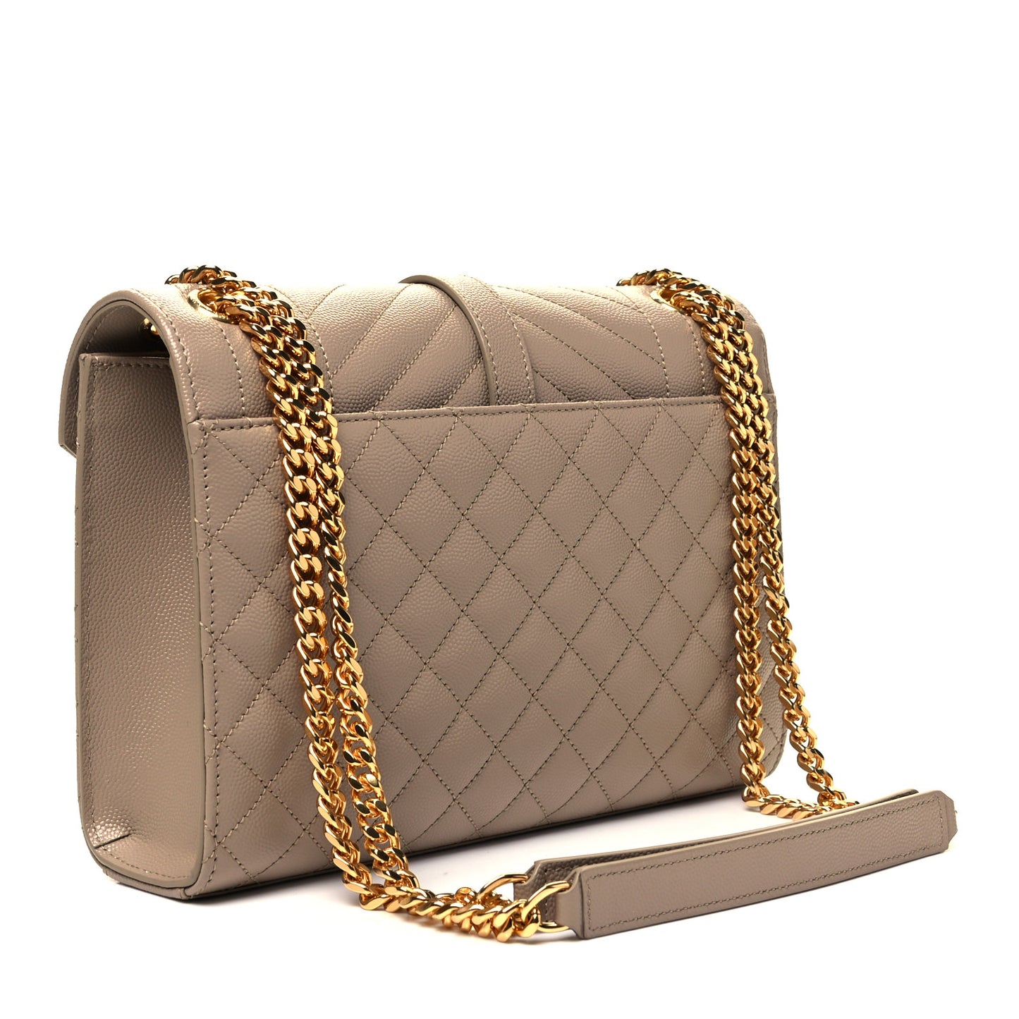 Grain De Poudre Textured Mixed Matelasse Medium Triquilt Monogram Satchel Dark Beige