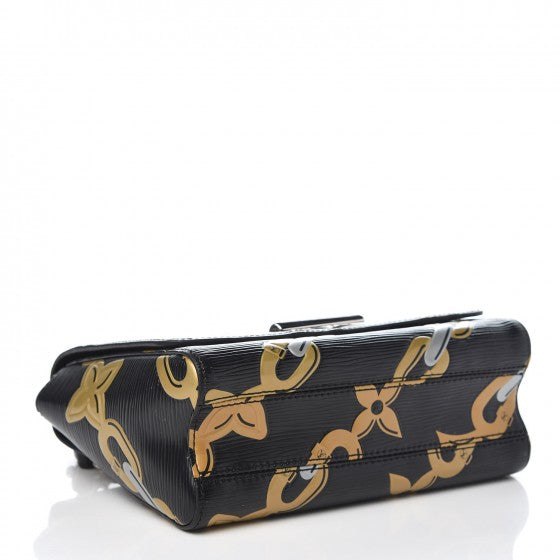Epi Chain Flower Twist Shoulder Bag MM Black