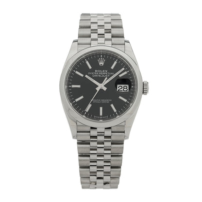 Rolex Stainless Steel 36mm Oyster Perpetual Datejust Watch Bright Black 126200 1 of 5