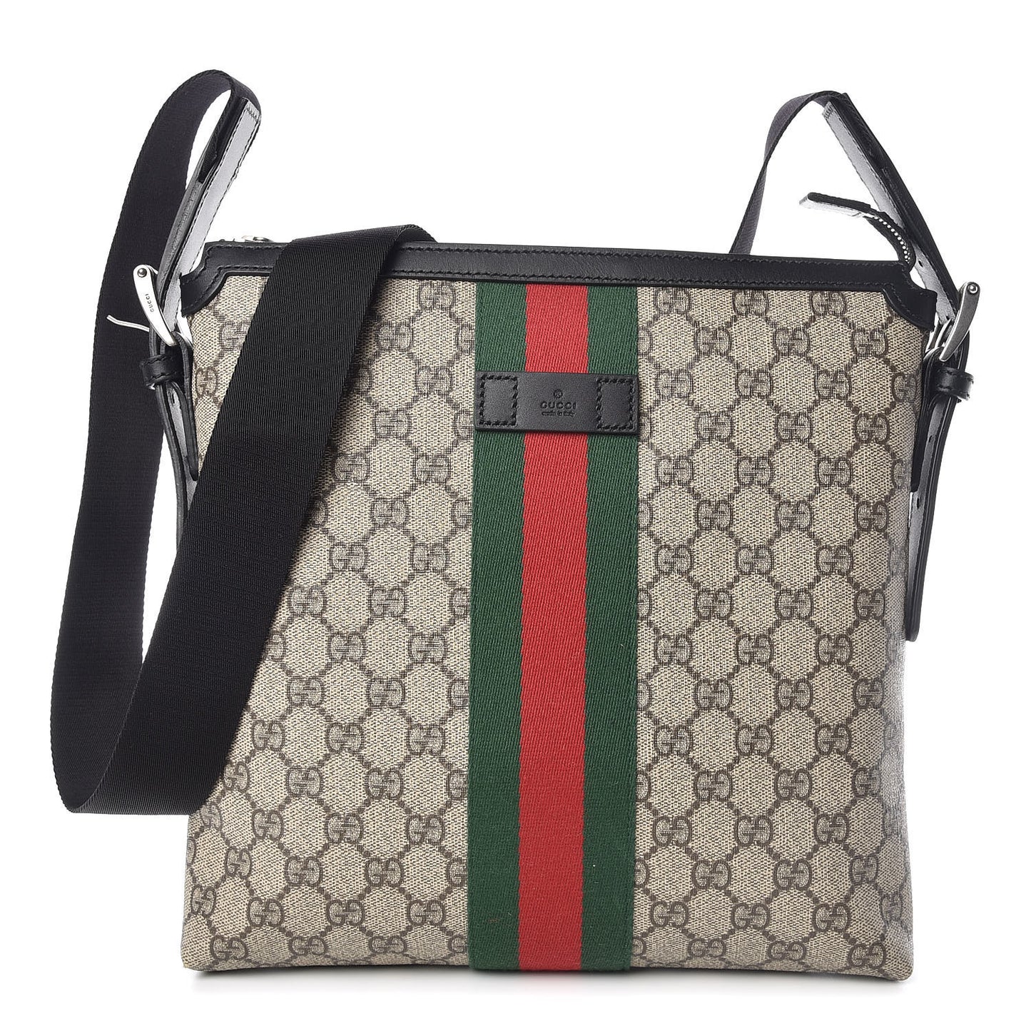 GG Supreme Monogram Web Messenger Bag Black