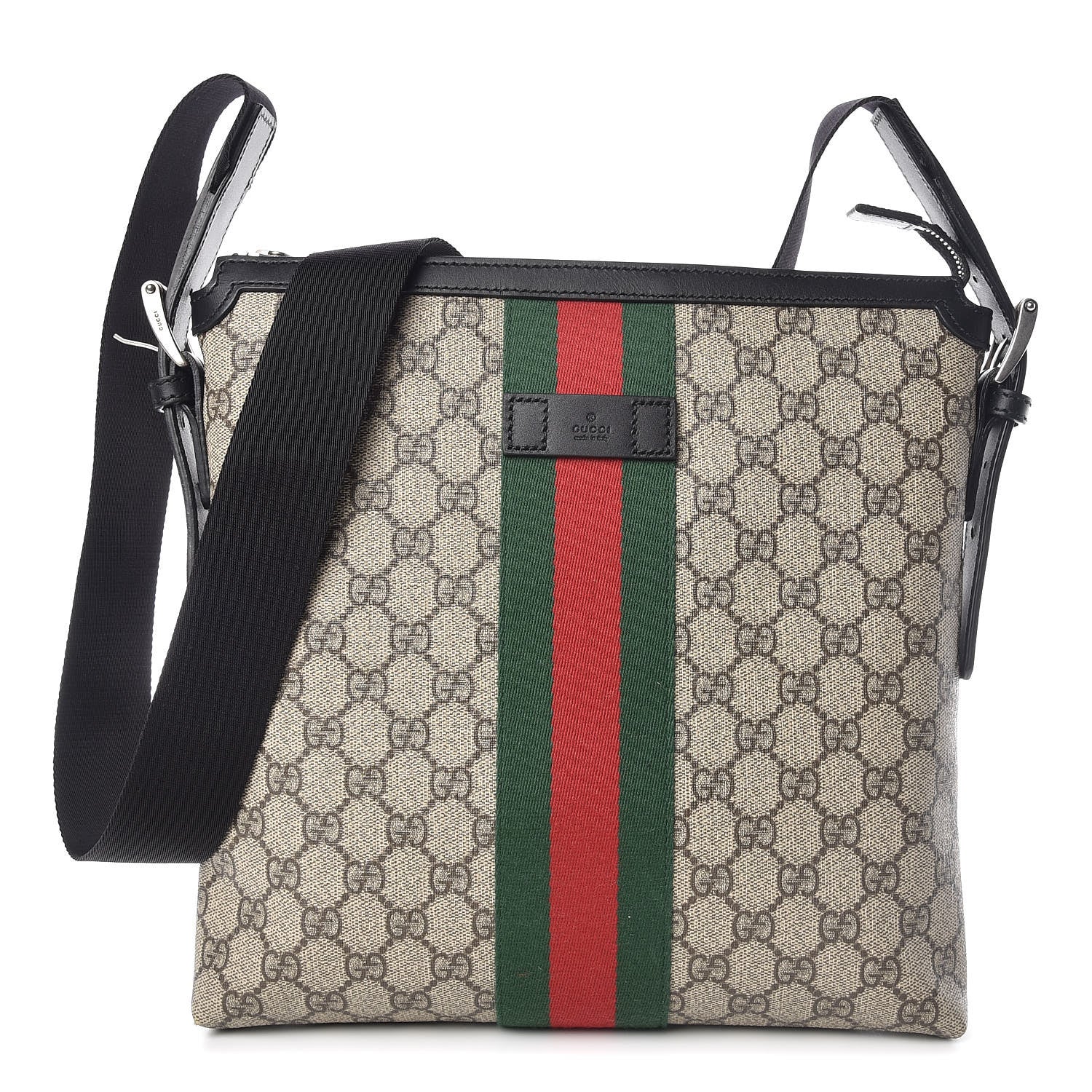 Gucci GG Supreme Monogram Web Messenger Bag Black 1 of 9