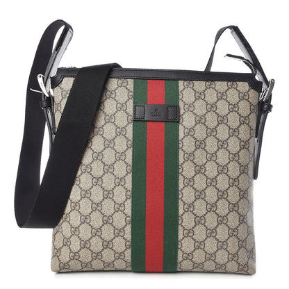 Gucci GG Supreme Monogram Web Messenger Bag Black 1 of 9