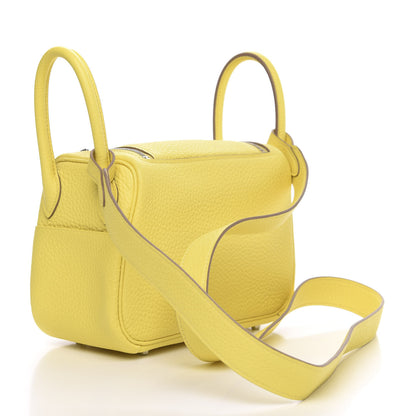 Hermes Taurillon Clemence Mini Lindy 20 Lime 3 of 9