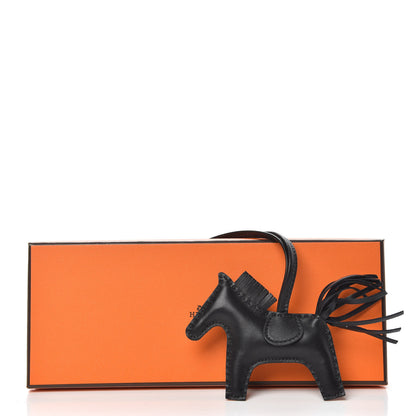 Hermes Milo Lambskin Grigri Rodeo Horse Bag Charm PM So Black 4 of 4
