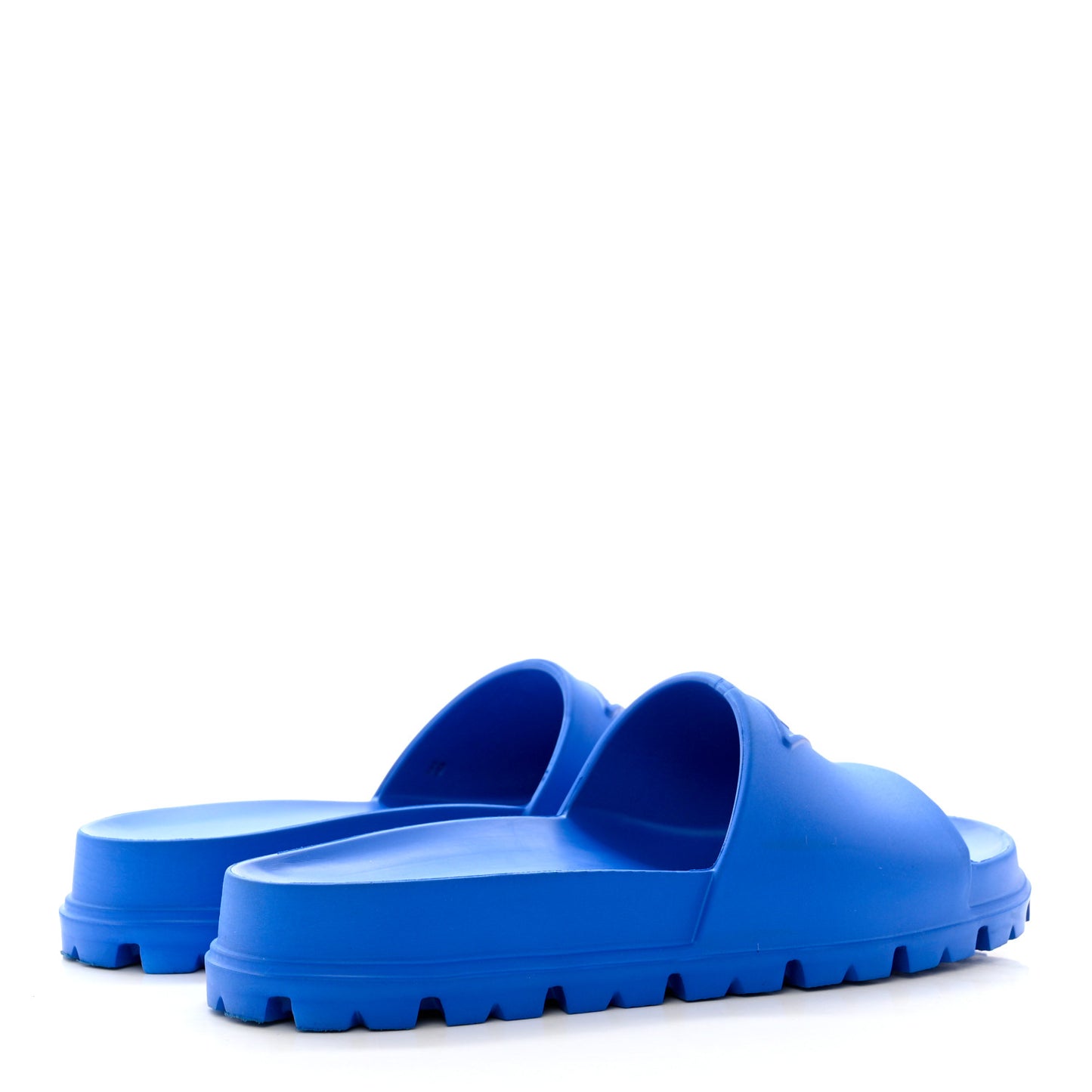 EVA Rubber Triangle Logo Embossed Womens Lug Sole 20mm Slide Sandals 39 Azzurro