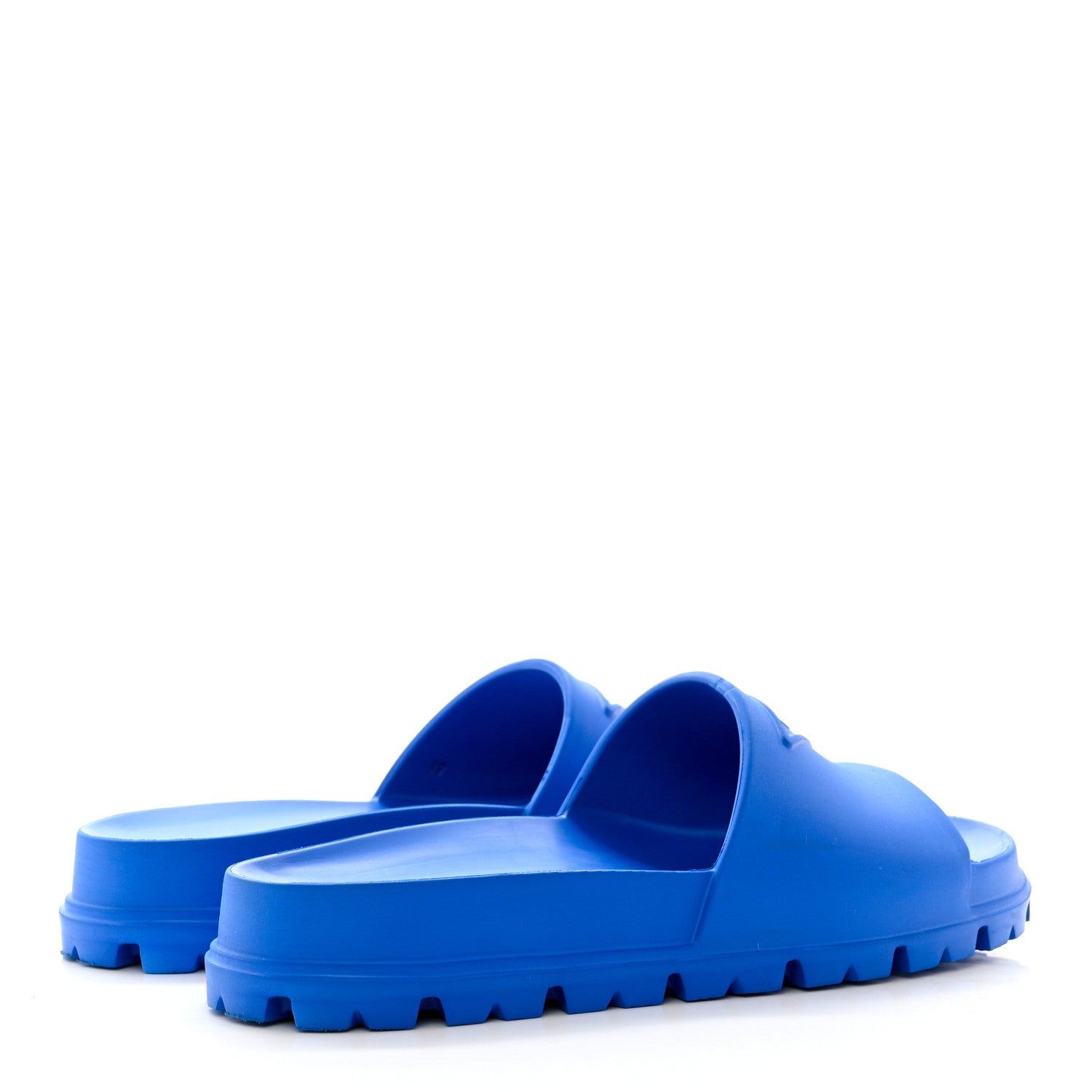 Prada EVA Rubber Triangle Logo Embossed Womens Lug Sole 20mm Slide Sandals 39 Azzurro 4 of 8