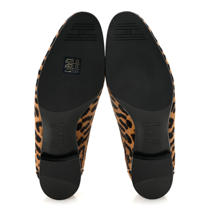 Hermes Moire Calfskin Leopard Print Womens Paris Loafers 40 Gold Black 6 of 10
