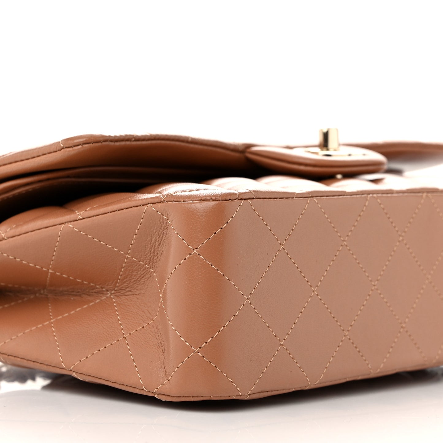 Lambskin Quilted Medium Double Flap Brown