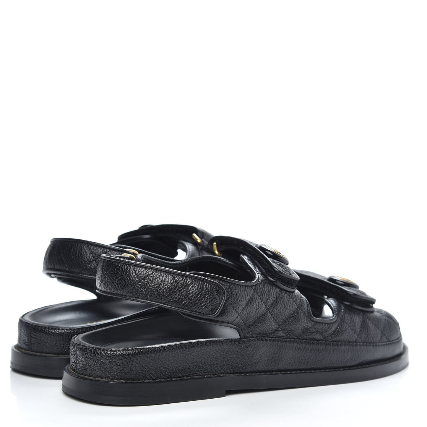 Grained Calfskin Velcro Dad Sandals 37.5 Black