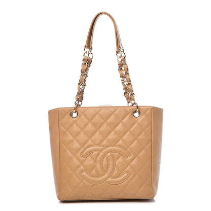 Chanel Caviar Quilted Petit Shopping Tote PST Dark Beige 1 of 14