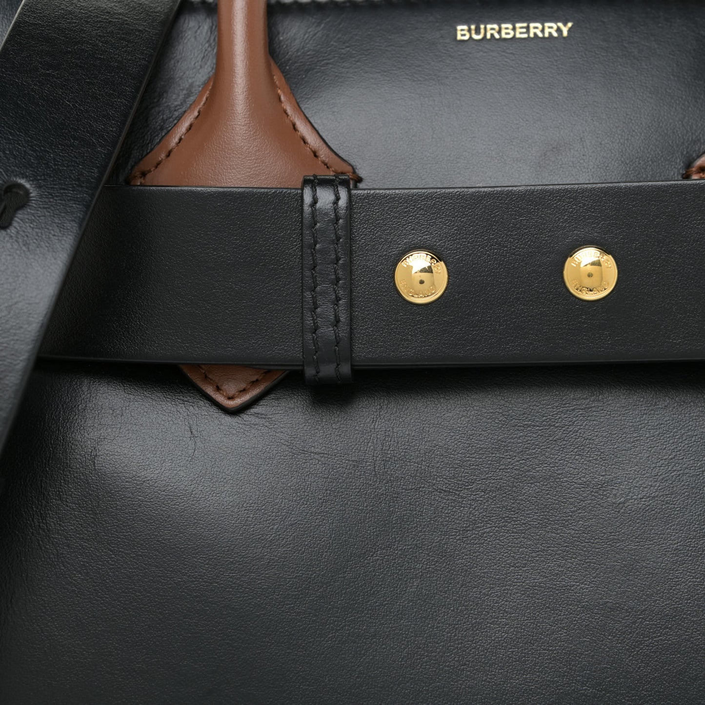 Soft Grain Calfskin Small Belt Bag Black Tan