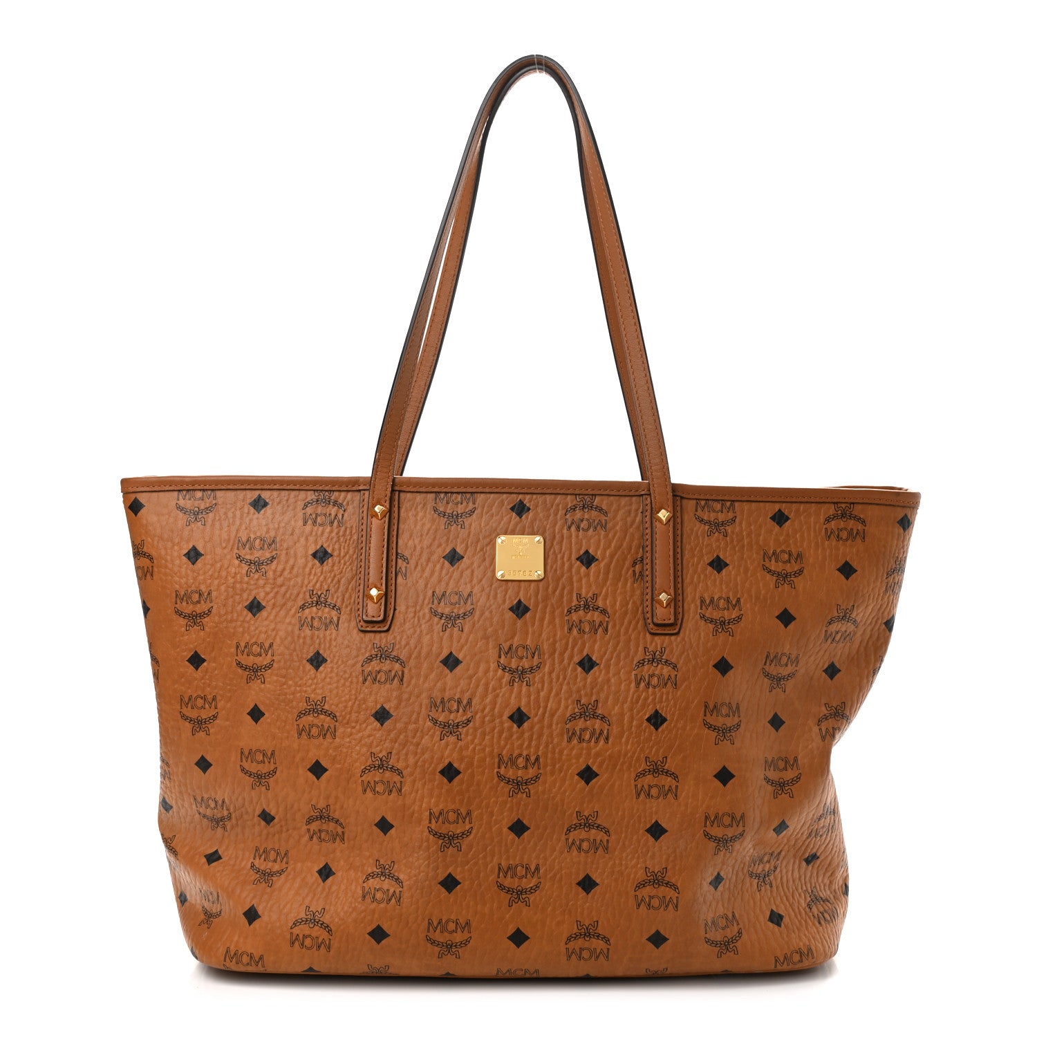 MCM Visetos Medium Liz Reversible Shopper Tote Cognac 1 of 10