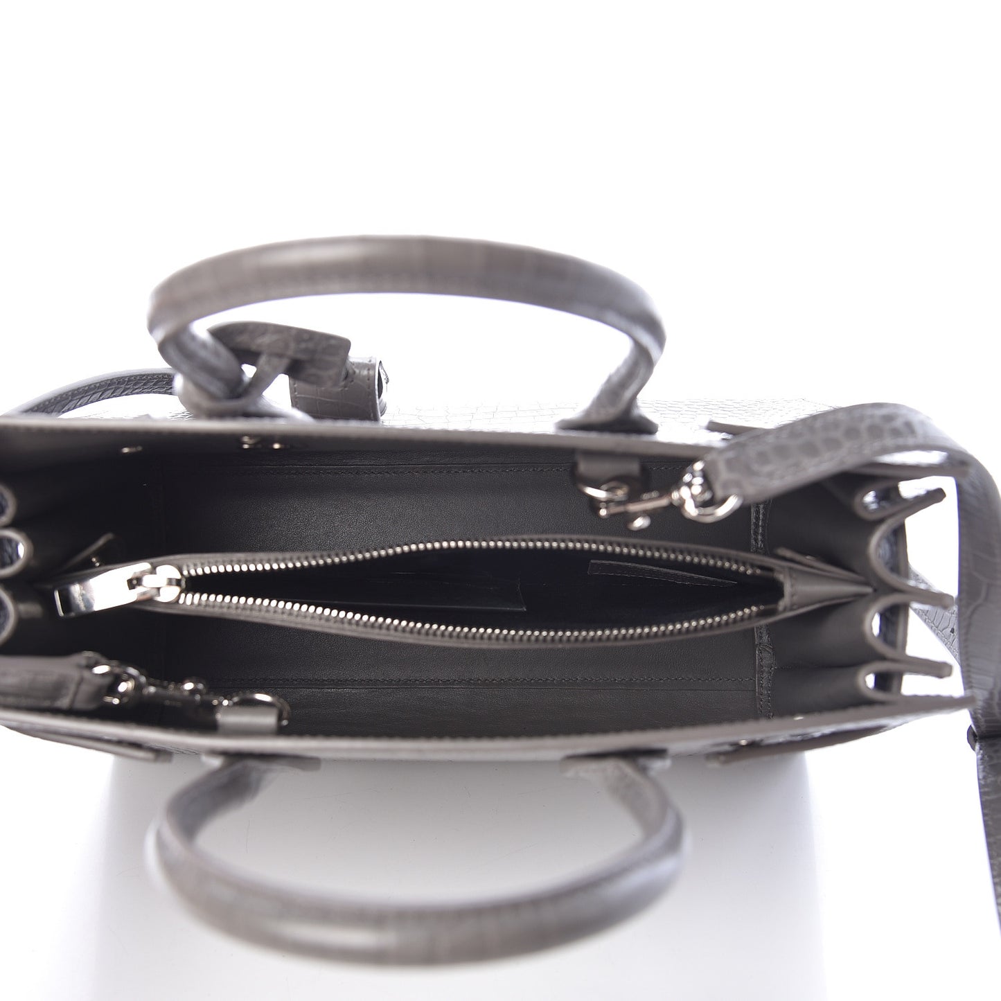 Calfskin Crocodile Embossed Baby Sac De Jour Fog