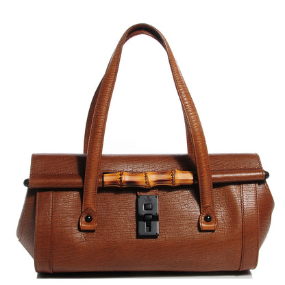 Gucci Leather Bamboo Bullet Satchel Brown 1 of 7