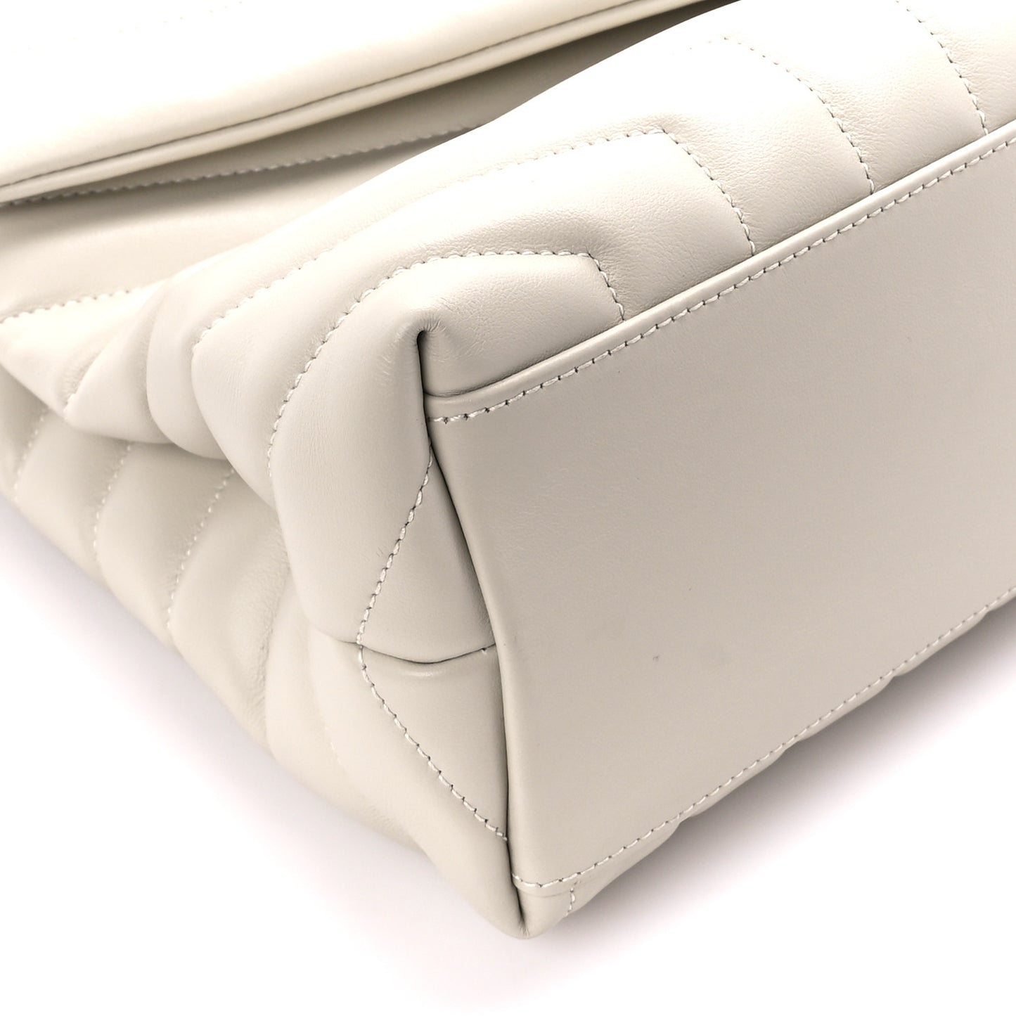 Calfskin Y Quilted Monogram Medium Loulou Chain Satchel Crema Soft
