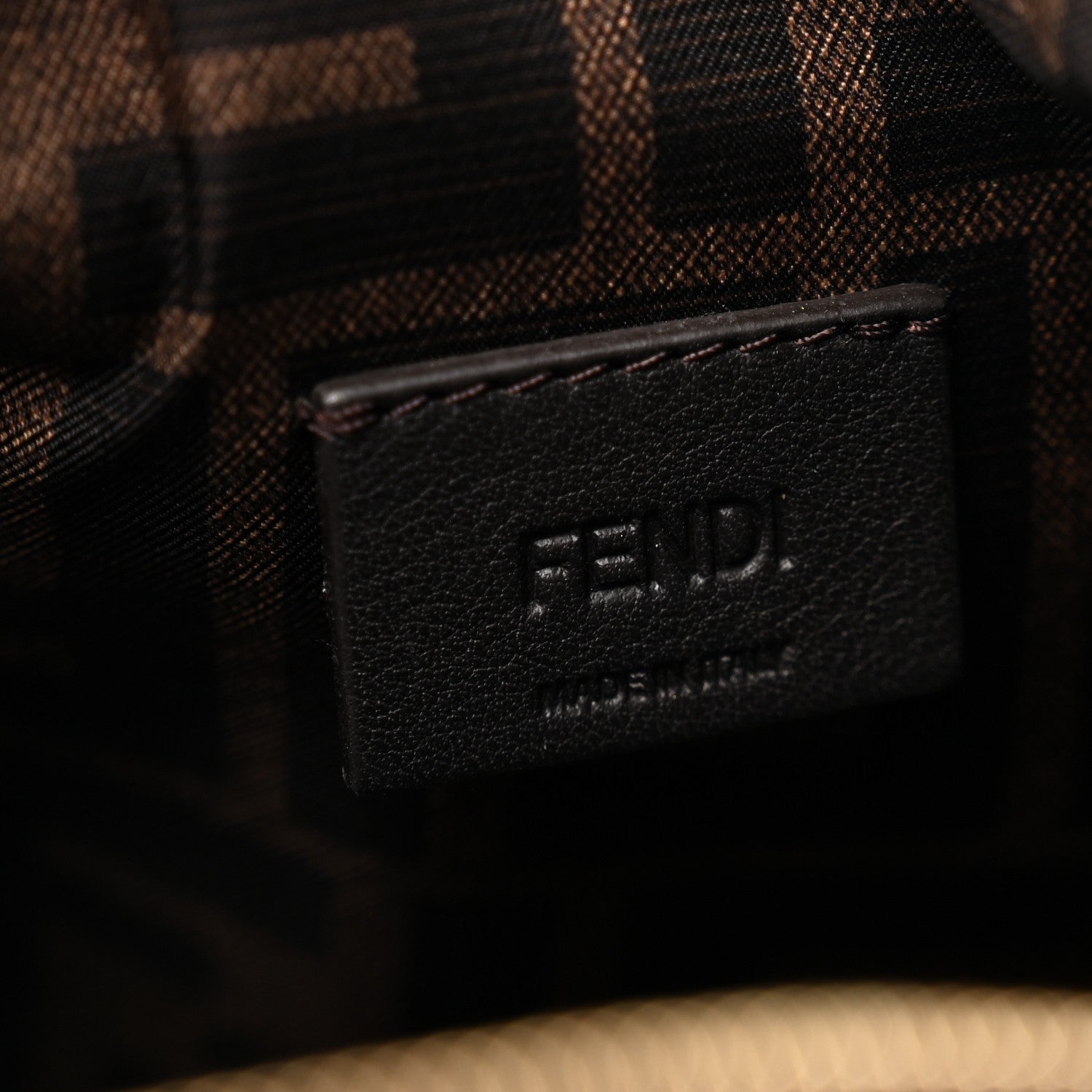 Fendi Fabric Jacquard FF 1974 Small Trapezoid Beauty Pouch Tobacco Moro Black 6 of 7