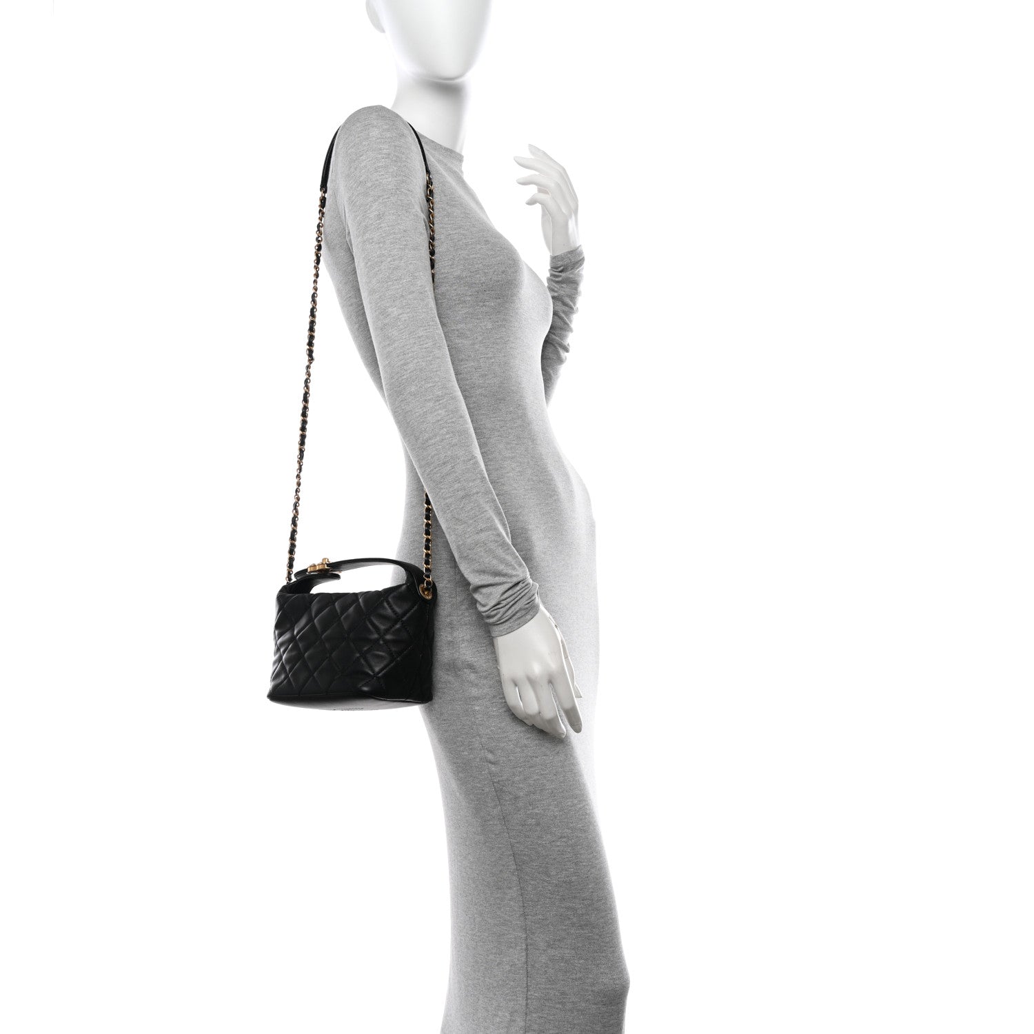 Chanel Lambskin Quilted Small Perfect Meeting Hobo Black 2 of 10