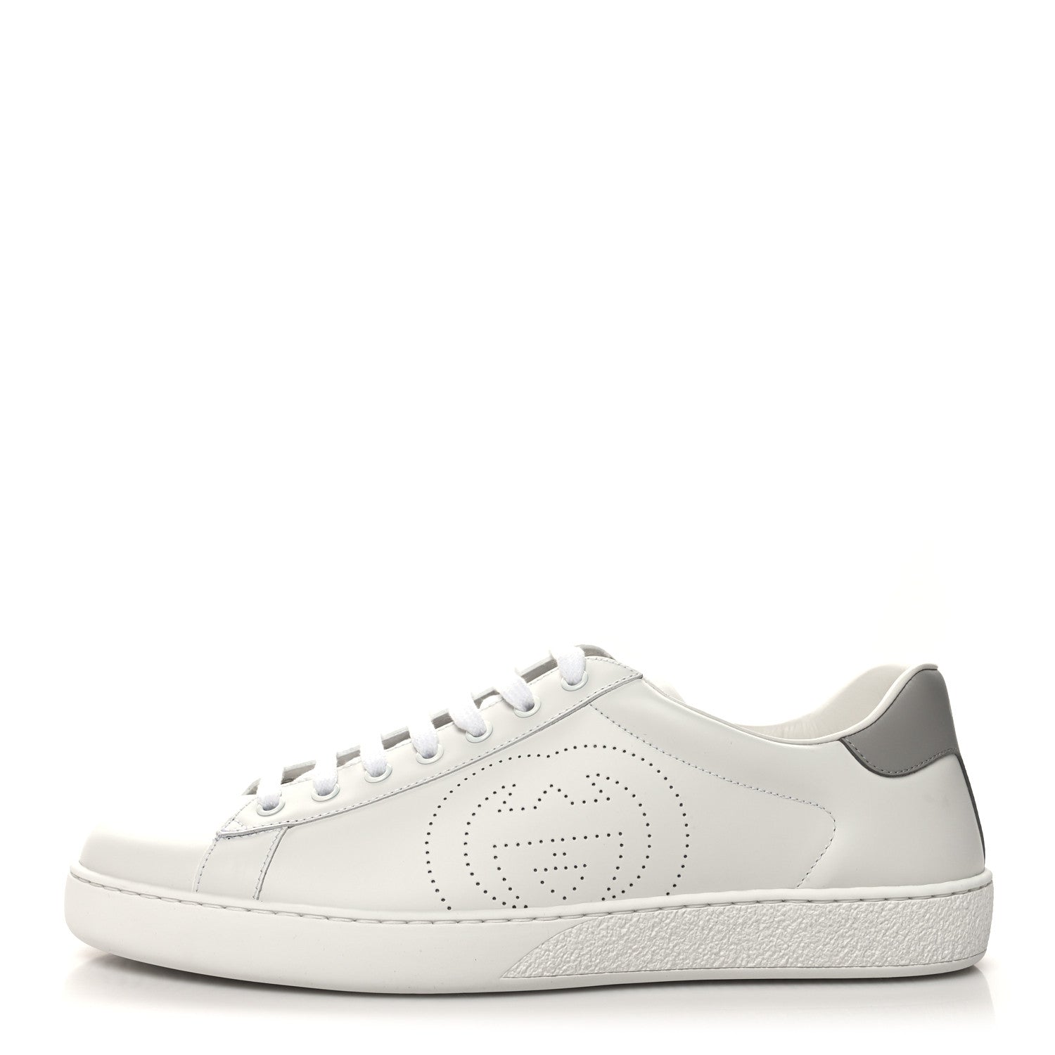 Gucci Calfskin Interlocking G Perforated Mens Ace Sneakers 11 White Grey Sky 1 of 9
