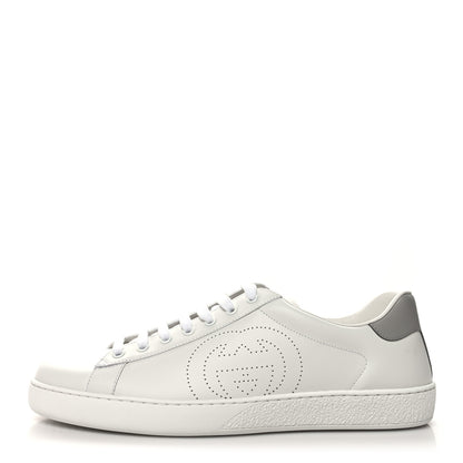Gucci Calfskin Interlocking G Perforated Mens Ace Sneakers 11 White Grey Sky 1 of 9