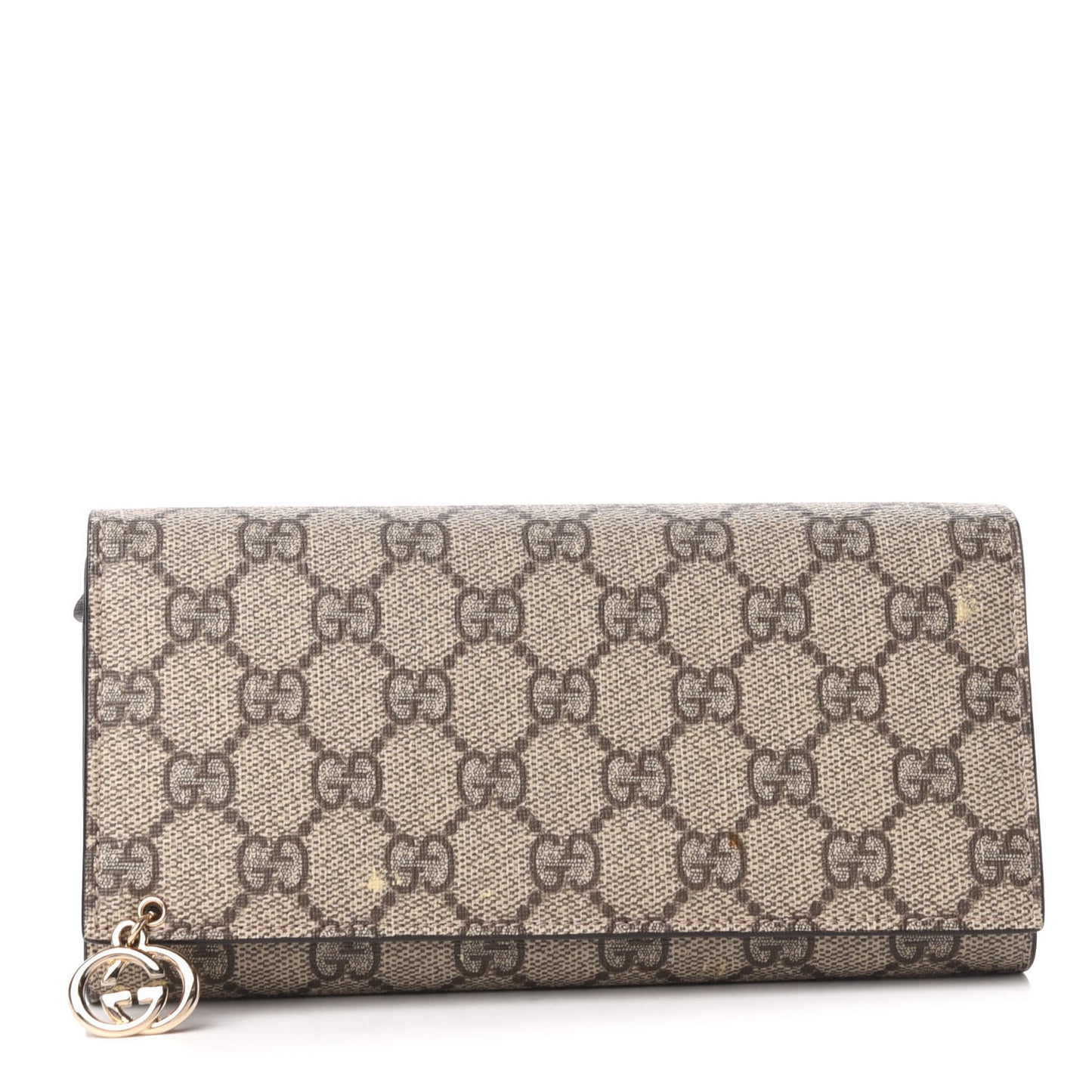 GG Supreme Monogram GG Pierce Chain Clutch Wallet Beige Ebony Cocoa