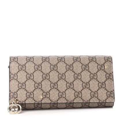 Gucci GG Supreme Monogram GG Pierce Chain Clutch Wallet Beige Ebony Cocoa 1 of 7